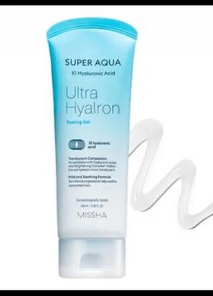 Пілінг-скатка для особи з гіалуроновою кислотою - missha super aqua ultra hyalron peeling gel
