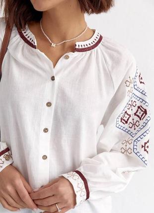 Вышиванка на пуговицах с длинным рукавом норма