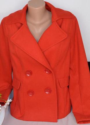 Брендовое красное демисезонное пальто полупальто с карманами south вискоза этикетка2 фото