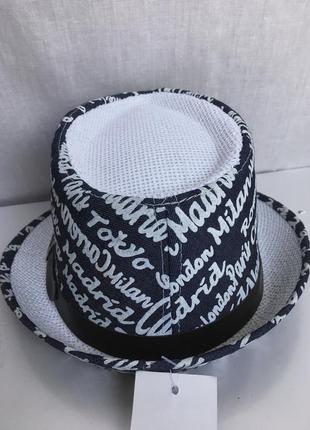 Шляпа челентанка панамка панама с принтом рисунком надписями джинсовая типа соломенная плетенная летняя пляжная женская мужская5 фото
