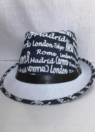 Капелюх челентанка шляпа панамка панама з принтом малюнком написами джинсова типу солом'яна плетена літня пляжна жіноча чоловіча