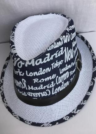 Шляпа челентанка панамка панама с принтом рисунком надписями джинсовая типа соломенная плетенная летняя пляжная женская мужская2 фото