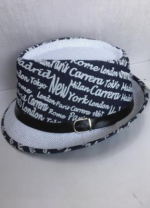 Шляпа челентанка панамка панама с принтом рисунком надписями джинсовая типа соломенная плетенная летняя пляжная женская мужская6 фото