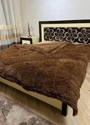Одеяло-плед с наполнителем травка коричневое 200*230см5 фото