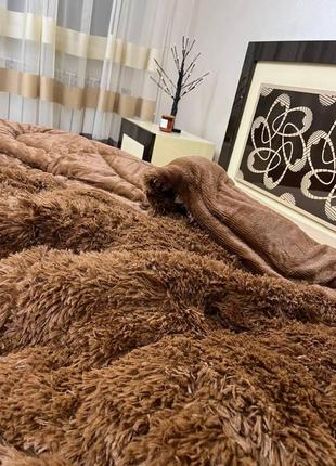 Одеяло-плед с наполнителем травка коричневое 200*230см4 фото