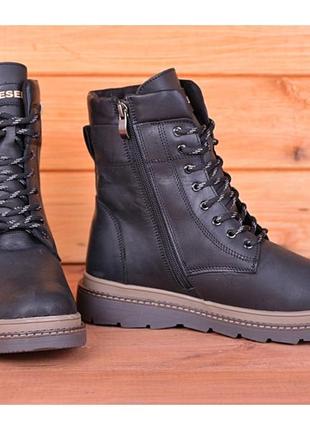 Ботинки кожаные зимние diesel combat boots6 фото