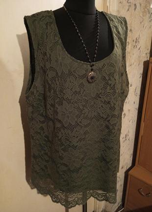 Гипюровая блузка-безрукавка с трикотажной маечкой,большого размера,janina2 фото