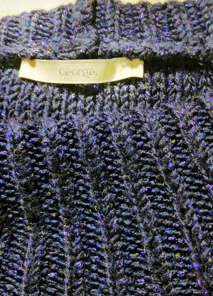 Темно-синий свитер с косами. кабельная вязка7 фото