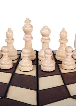 Тройные шахматы деревянные подарочные тройка шахматная доска на троих 27,5 на 27,5 см madon trojki (164)2 фото