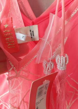 Розовое неоновое платье7 фото