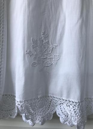 100% хлопок белая юбка на лето натуральная с кружевом винтаж bay5 фото