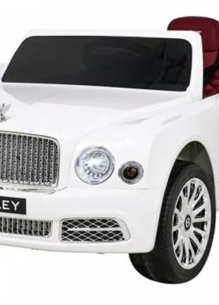 Електромобіль bentley mulsanne je1006 білий, шкіряні сидіння, колеса eva, mp3, р/к, 12в*7аh, 2*25w