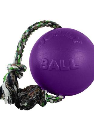 Іграшка для собак jolly pets м'яч з канатом romp-n-roll 16 см фіолетовий (606prp)