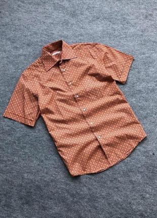 Сорочка гавайка pal zileri hawaiian pocket short sleeve shirt orange made in italy