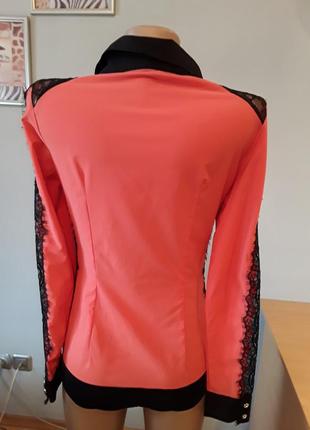 Шикарная коралловая блузка- комбидресс с ажуром leagel5 фото