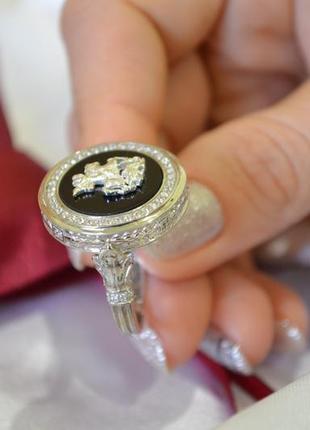 Кільце георгій побідоносець з срібла з оніксом