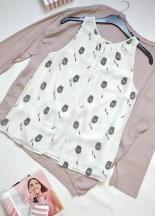 Шифоновая блузка блузка с совенятами zara зара размер s-xs