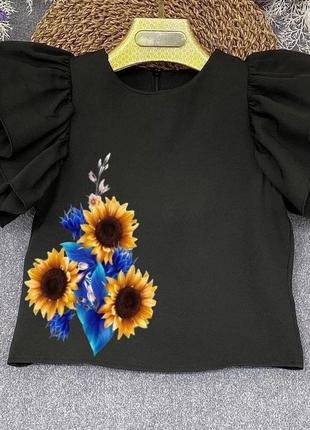 Стильна нарядна блуза, в школу, в стилі вишиванка1 фото