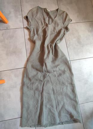Сукня льняна сукня жіноча плаття довге хакі