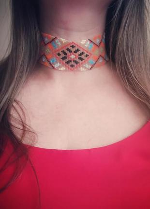 Гердан тату, чокер з бісеру, чокер в виде тату, телесный, тату