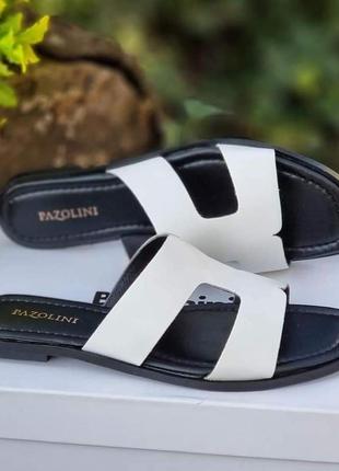 Кожаные шлепки, шлепанцы без каблуков carloi pazolini. 36 37 38 39 размер