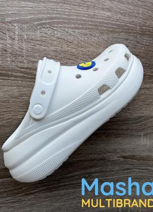 Крокси жіночі краш білі на платформі, crocs crush clog