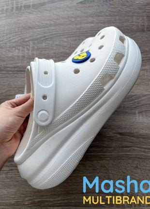 Кроксы женские краш белые на платформе, crocs crush clog2 фото