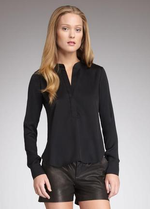 Базовая серная шелковая блузка блуза рубашка лонгслив, натуральный шёлк,шелк, шовк,