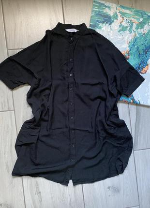 Рубашка-платье & other stories черная из вискозы прямого кроя care 544 фото