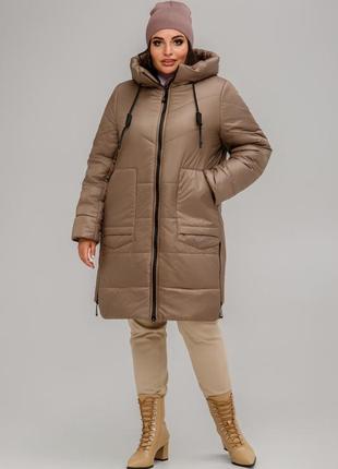 Трендове жіноче стьобане пальто варшава з плащової тканини, єврозима, великі розміри2 фото