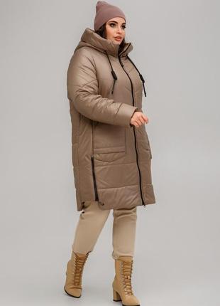 Трендове жіноче стьобане пальто варшава з плащової тканини, єврозима, великі розміри3 фото