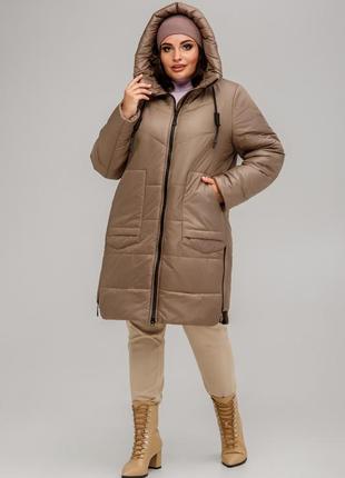 Трендове жіноче стьобане пальто варшава з плащової тканини, єврозима, великі розміри4 фото