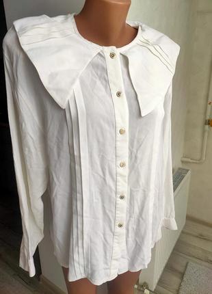 Белая натуральная блуза большого размера, пог 584 фото