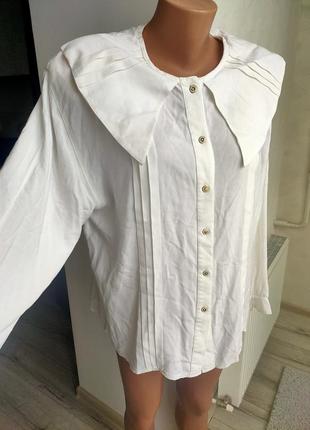 Белая натуральная блуза большого размера, пог 582 фото