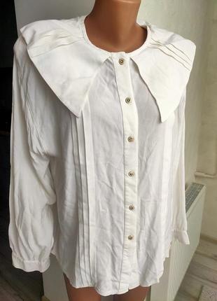 Белая натуральная блуза большого размера, пог 58