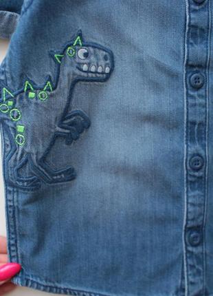 Джинсовая рубашка с коротким рукавом с динозаврами f&amp;f3 фото