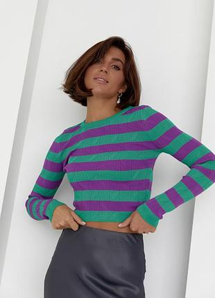Приталений джемпер у яскраву смужку