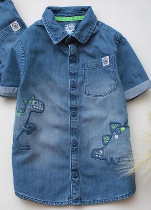 Летняя джинсовая рубашка с динозаврами f&amp;f на малыша