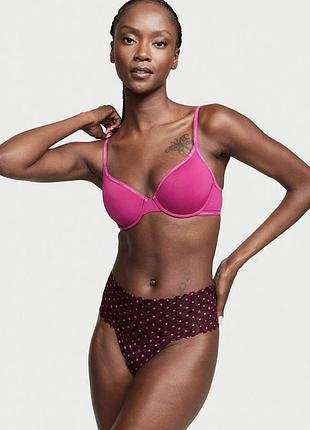 Трусики бордовые кружевные стринги горох оригинал victoria’s secret