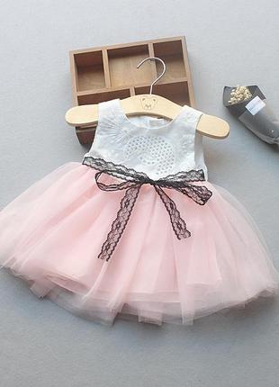 Платье нарядное, праздничное, с розовой фатиновой юбкой, р. 90-100