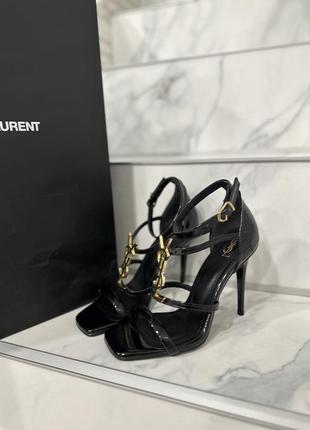 Босоніжки чорні у стилі ysl yves saint laurent casandra