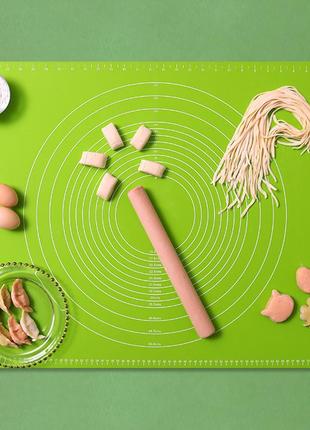 Килимок кондитерський силіконовий для розкачування тіста з розміткою, зелений. килимок кулінарний силіконовий