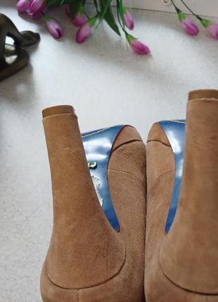 Кожаные туфли замш беж 38 устойчивые каблуки