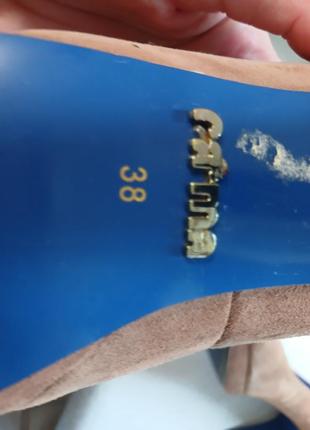 Кожаные туфли замш беж 38 устойчивые каблуки