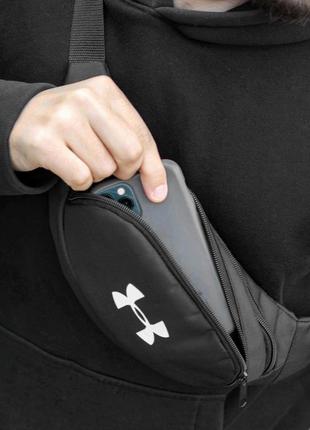 Стильна спортивна сумка через плече ламанка under armour чорна тканина на два відділи2 фото