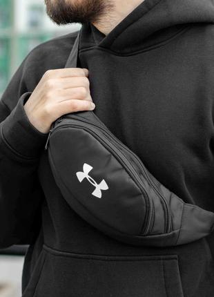 Стильна спортивна сумка через плече ламанка under armour чорна тканина на два відділи1 фото