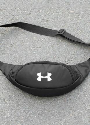 Стильна спортивна сумка через плече ламанка under armour чорна тканина на два відділи6 фото
