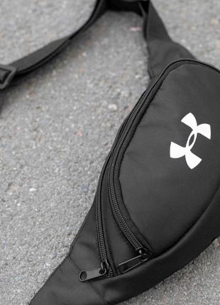 Стильна спортивна сумка через плече ламанка under armour чорна тканина на два відділи7 фото
