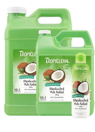 Шампунь "овсяный с экстрактом чайного дерева" tropiclean лечебный для собак