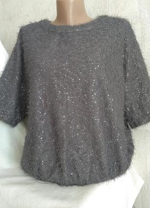 Блуза кофточка з трикотажного полотна "травичка" з паєтками розм м1 фото